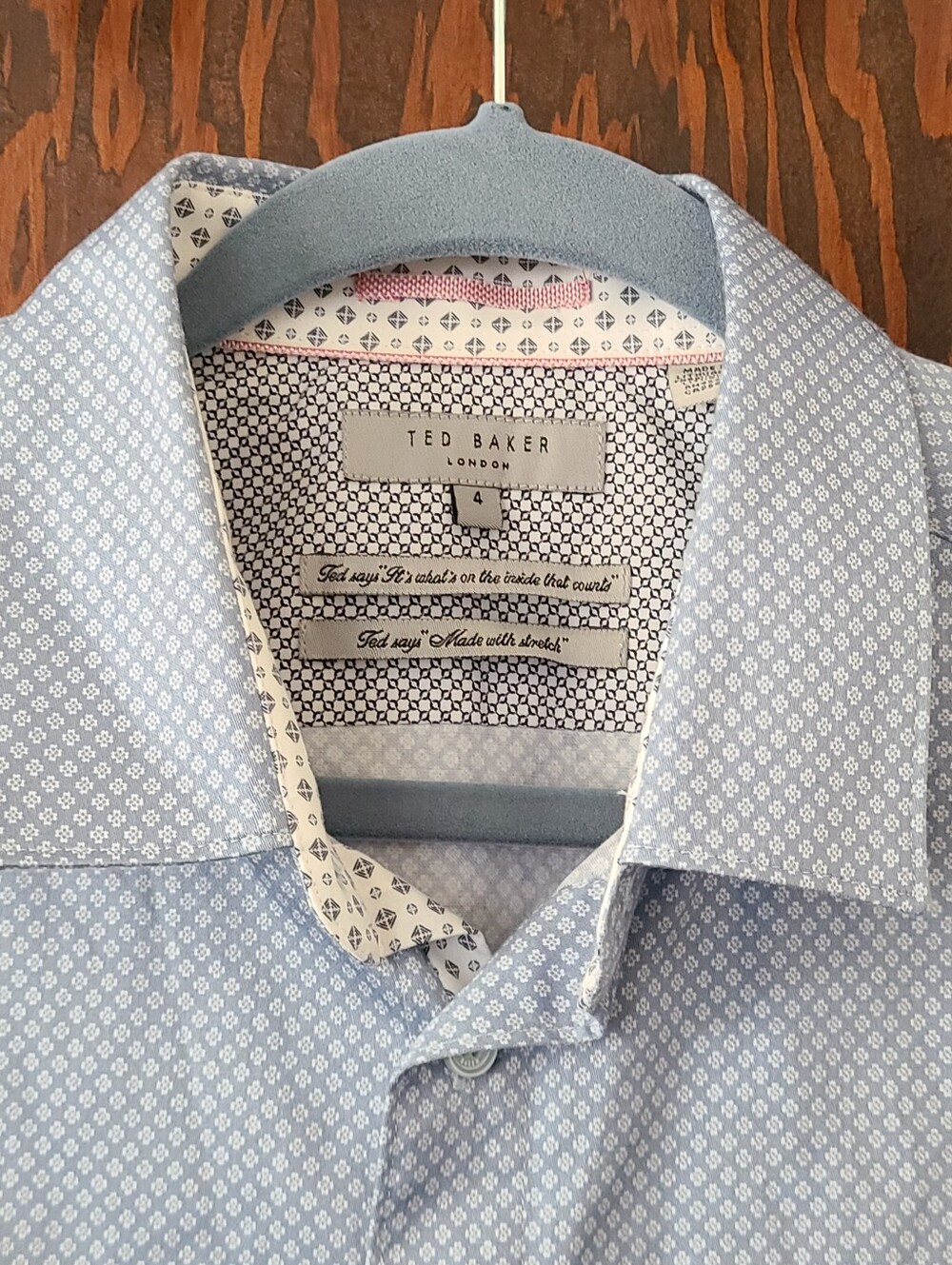 Ted Baker Light Blue Micro-Pattern Dress Shirt Size 4